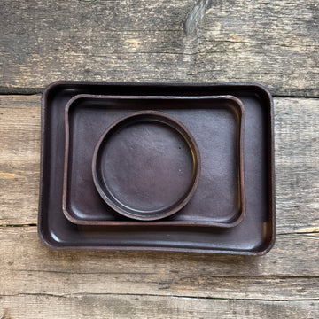 Leather Valet Catchall Trays, Dark Brown