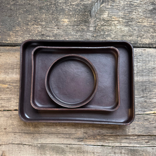 Leather Valet Catchall Trays, Dark Brown