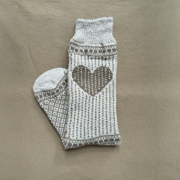 Women's Heart Sock, Linen