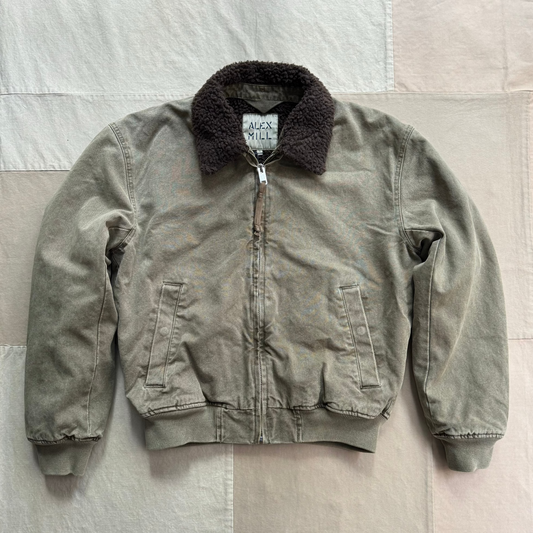 Flight Jacket in Canvas, Faded Olive