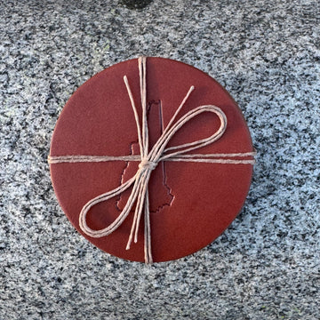 Leather NH Coasters, Chestnut