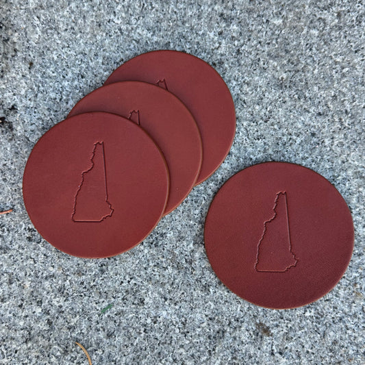 Leather NH Coasters, Chestnut