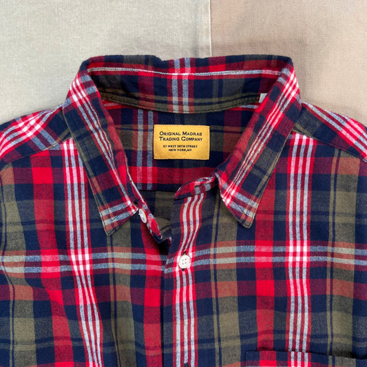 Madras Cotton Shirt, Olive/Red