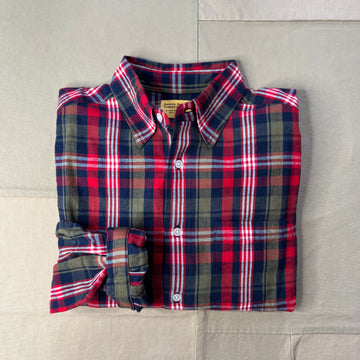 Madras Cotton Shirt, Olive/Red