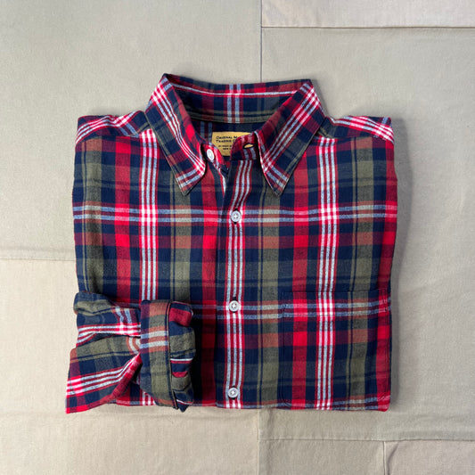 Madras Cotton Shirt, Olive/Red