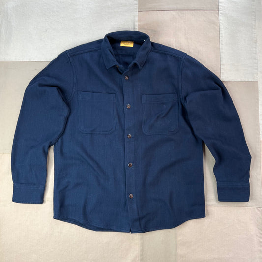 Round Tail Over Shirt, Navy Herringbone