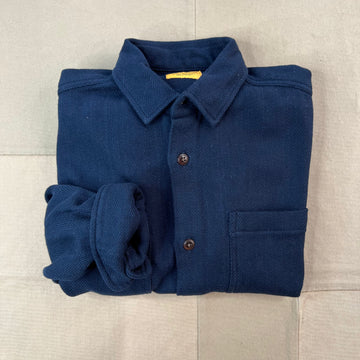 Round Tail Over Shirt, Navy Herringbone