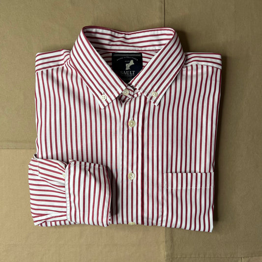 The Hull Long-Sleeve Stripe Button Down, Crimson