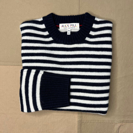 Marais Crewneck Sweater in Cashmere, Navy/Ivory