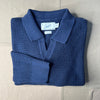 Shaker Stitch Polo Sweater, Navy