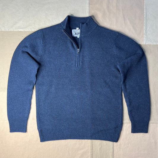 Wool Blend Ribbed Sweater, Navy