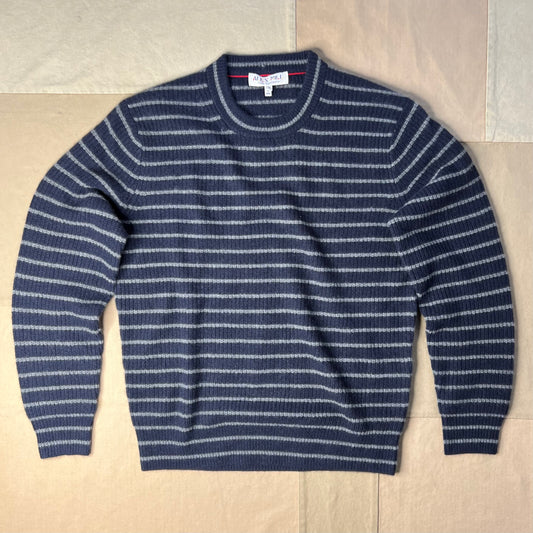 Jordan Stripe Sweater in Cashmere, Navy/Heather Gray
