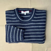 Jordan Stripe Sweater in Cashmere, Navy/Heather Gray