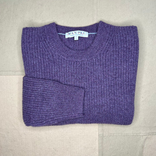 Jordan Sweater in Washed Cashmere, Heather Amethyst