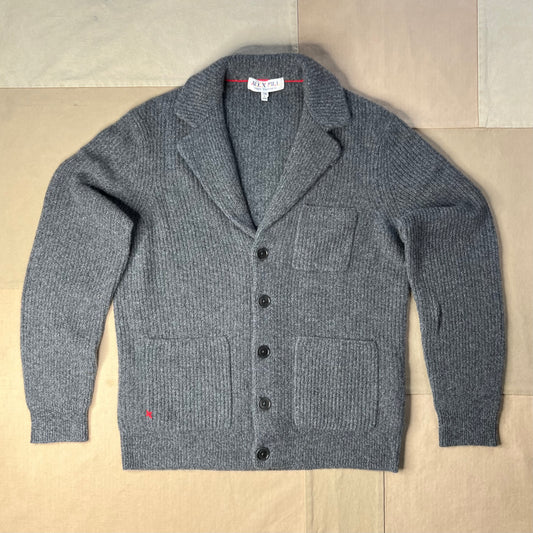 Mitchell Cardigan in Washed Cashmere, Marled Charcoal