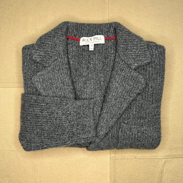 Mitchell Cardigan in Washed Cashmere, Marled Charcoal