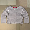 Marseille Boatneck Striped Tee in Cotton, Off White/Burgundy