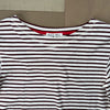 Marseille Boatneck Striped Tee in Cotton, Off White/Burgundy