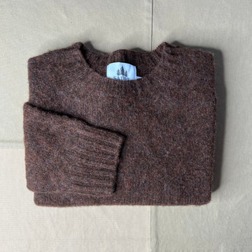 Women's Brushed Shaggy Crew Sweater, Marron