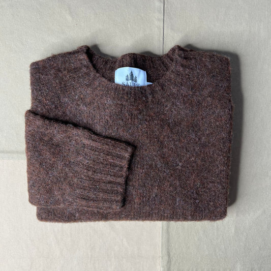 Women's Brushed Shaggy Crew Sweater, Marron