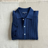 Short Sleeve Button Cable Sweater Polo, Navy