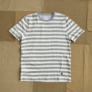 Short Sleeve Linen Stripe T-shirt, Grey/White