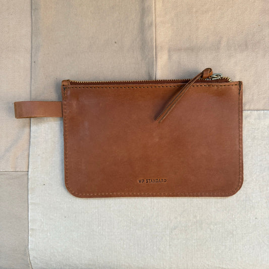 Leather Zip Pouches Set, Tan