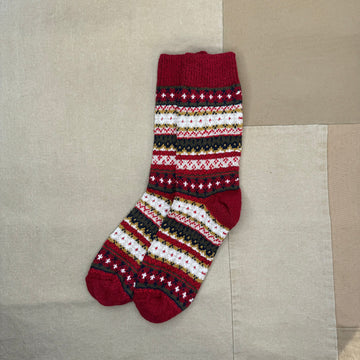 Women's Cotton Fair Isle Crew Sock, Red