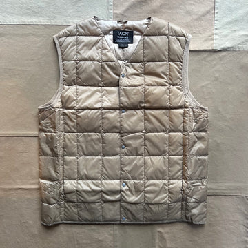 V-Neck Button Down Vest, Beige