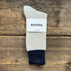 Silk & Cotton Double Face Crew Socks, Navy/Light Grey