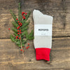 Silk & Cotton Double Face Crew Socks, Red/Light Grey