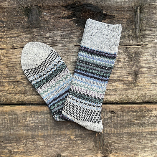 Nordic Pattern Sock, Dark Grey