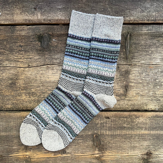 Nordic Pattern Sock, Dark Grey