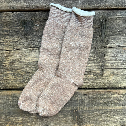 Double Face Crew Socks, Camel