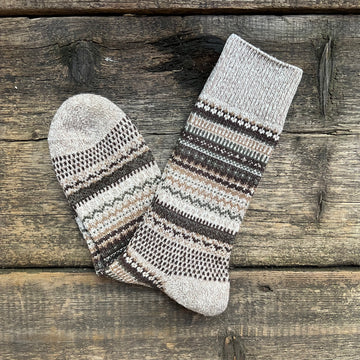 Nordic Pattern Sock, Brown