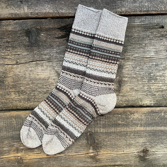 Nordic Pattern Sock, Brown