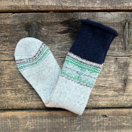 Fine Wool Pile Snow Crew Socks, Grey Melange