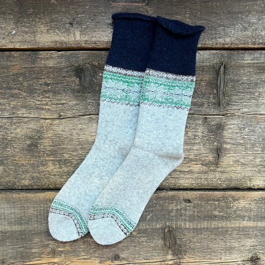 Fine Wool Pile Snow Crew Socks, Grey Melange