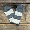 Wool Cashmere Stripes Crew Socks, Off White