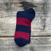 Wool Cashmere Stripes Crew Socks, Navy Melange