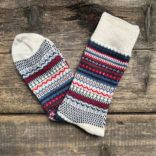 Nordic Pattern Sock, Ivory