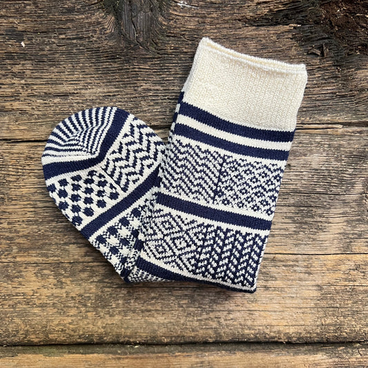 Kid's Multi Jacquard Crew Socks, Navy
