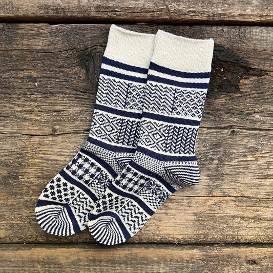 Kid's Multi Jacquard Crew Socks, Navy