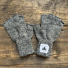 Fingerless Wool Gloves, Dark Grey Melange