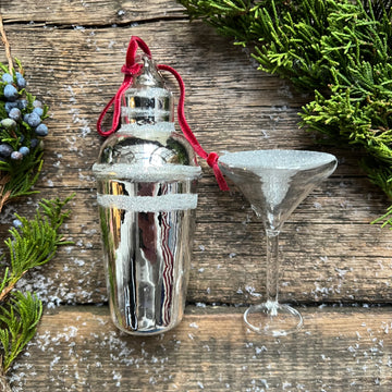 Martini Glass & Shaker Ornament