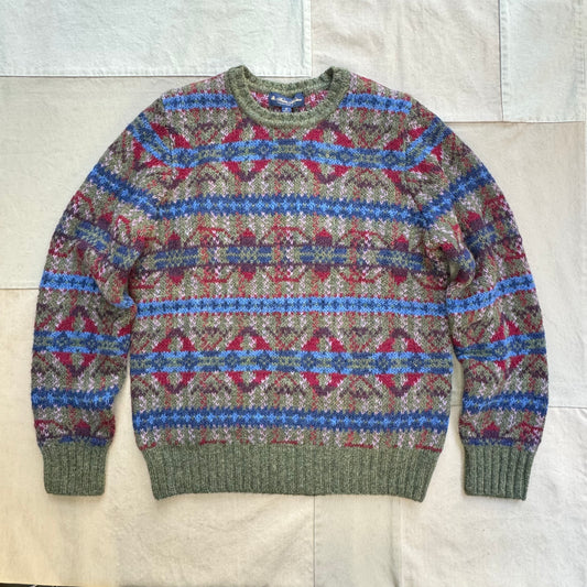 Wool Crewneck Sweater in Fair Isle Jacquard