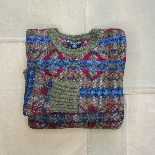 Wool Crewneck Sweater in Fair Isle Jacquard