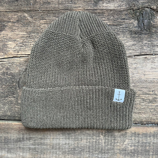 Anchor Upcycled Cotton Beanie, Olive Drab