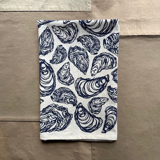 Oyster Tea Towel Large, Navy