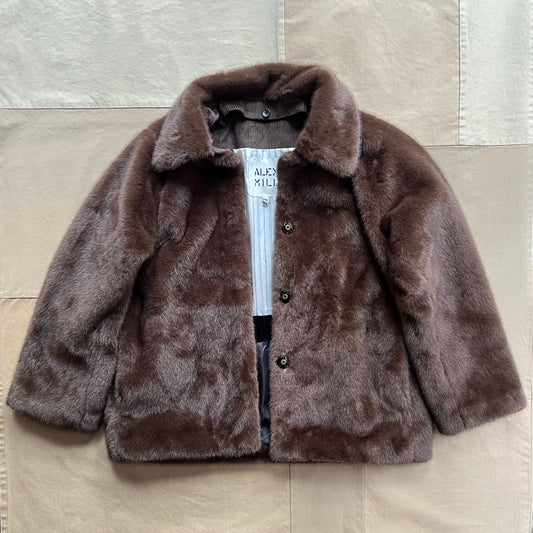 Duane St Jacket in Faux Fur, Dark Brown